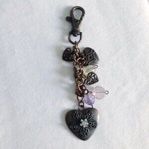 Candies Bronze Tone Heart Bag Charm Key Chain